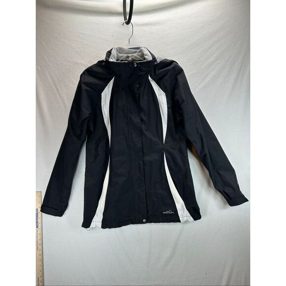 Eddie Bauer WeatherEdge Waterproof Hooded Jacket Women’s M Black White - Picture 2 of 11